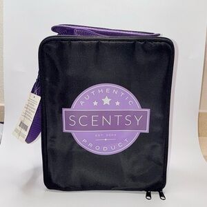 Scentsy 12 Inch  Black and Puprle Insulated Tote Bag Holds Samples New With Tag